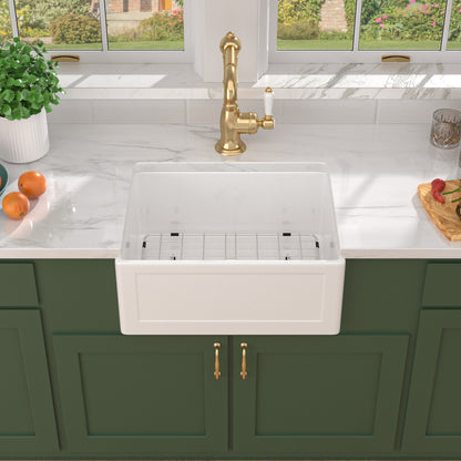 Talllor Fireclay Farmhouse Sink 24 Inch White Farmhouse Sink Apron Front Sink Country Style Barn Kitchen Sink Farmers Sink Porcelain Farm House Sink,18"x24"x10",TLAC-0030