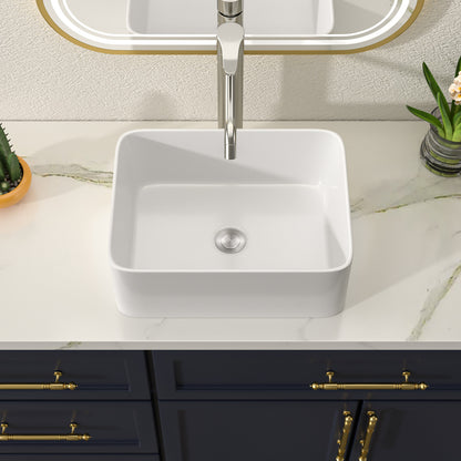 Talllor Bathroom Vessel Sinks 16 Inch White Vessel Sink Modern Small Bathroom Sink Above Counter Rectangular Vessel Sink Vanity Bowl Sinks for Bathroom,12"x16"x5",TLVS-0002