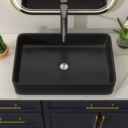 Talllor Bathroom Vessel Sinks 24 Inch Black Bathroom Sink Above Counter Rectangular Vessel Sink Vanity Bowl Sinks for Bathroom Modern Small Bathroom Sink,16"x24"x5",TLVS-0007