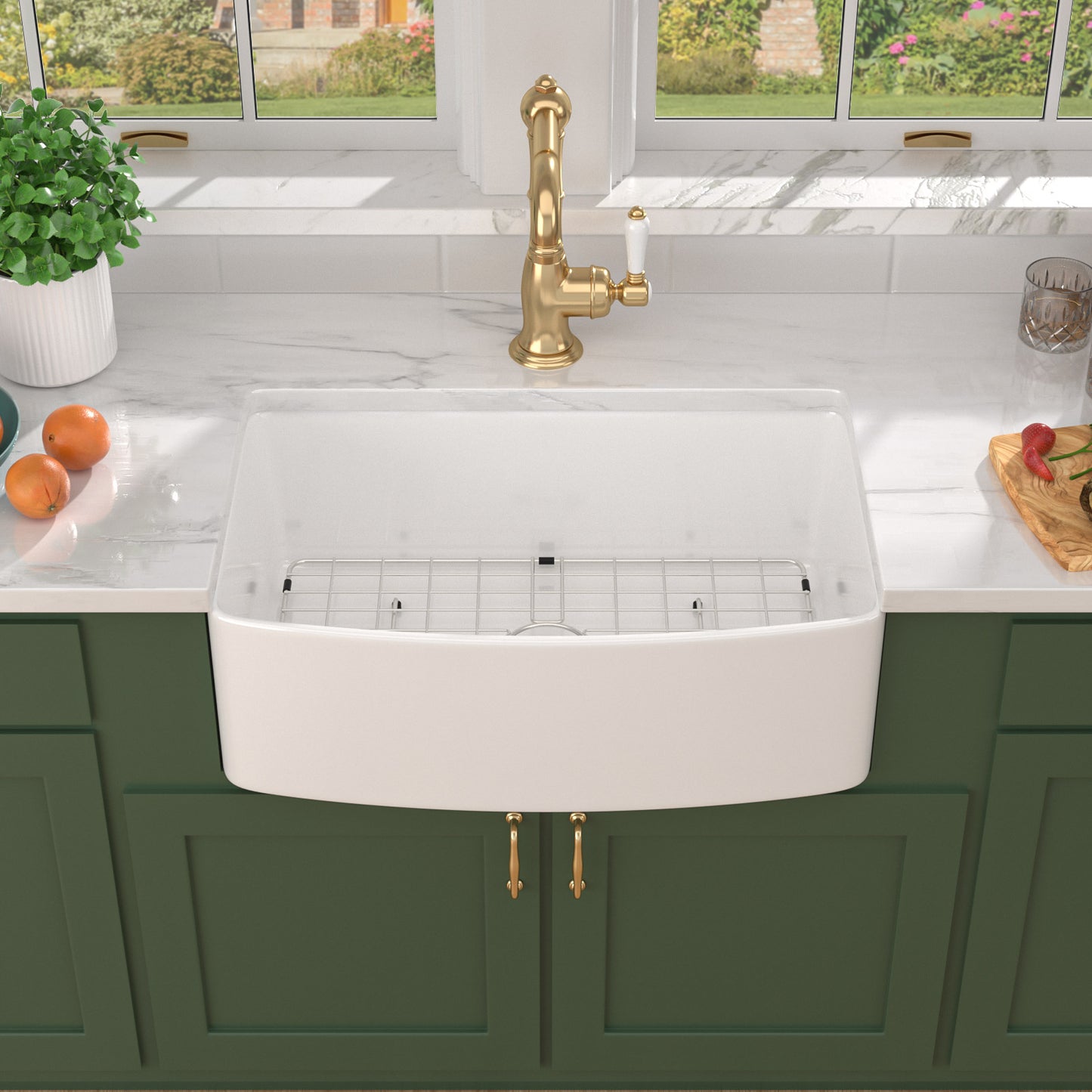 Talllor Fireclay Farmhouse Sink 30 Inch White Farmhouse Sink Apron Front Sink Country Style Barn Kitchen Sink Farmers Sink Porcelain Farm House Sink,19"x30"x10",TLAC-0033