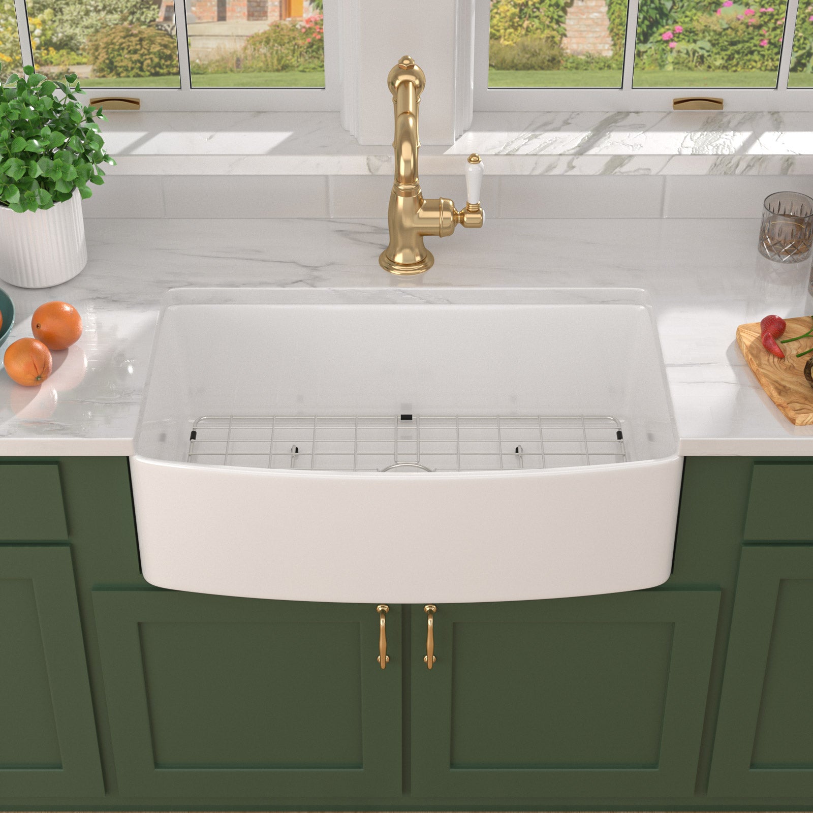 Talllor Fireclay Farmhouse Sink 33 Inch White Farmhouse Sink Apron Sink Country Style Barn Kitchen Sink Farmers Sink Porcelain Farm House Sink,19"x33"x10",TLAC-0034