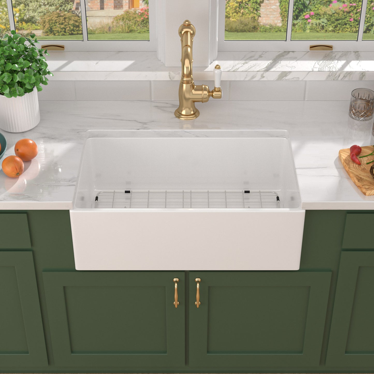 Talllor Fireclay Farmhouse Sink 30 Inch White Farmhouse Sink Apron Front Sink Country Style Barn Kitchen Sink Farmers Sink Porcelain Farm House Sink,18"x30"x10",TLAC-0045