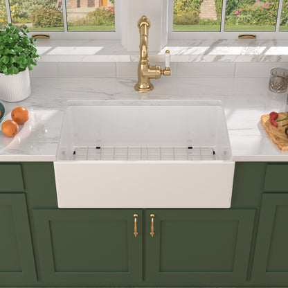 Talllor Fireclay Farmhouse Sink 30 Inch White Farmhouse Sink Apron Front Sink Country Style Barn Kitchen Sink Farmers Sink Porcelain Farm House Sink,18"x30"x10",TLAC-0045