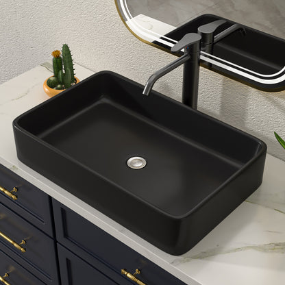 Talllor Bathroom Vessel Sinks 24 Inch Black Bathroom Sink Above Counter Rectangular Vessel Sink Vanity Bowl Sinks for Bathroom Modern Small Bathroom Sink,16"x24"x5",TLVS-0007