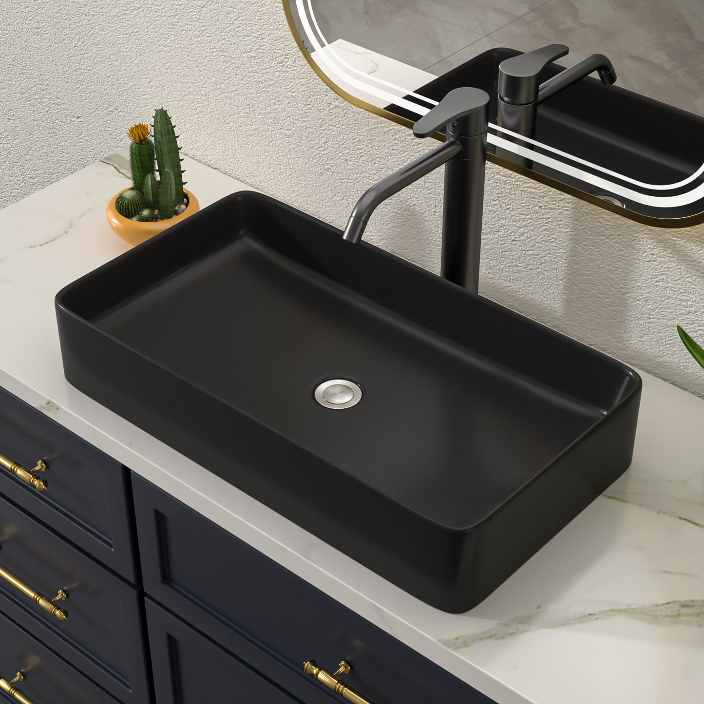 Talllor Bathroom Vessel Sinks 24 Inch Black Bathroom Sink Above Counter Rectangular Vessel Sink Vanity Bowl Sinks for Bathroom Modern Small Bathroom Sink,13.5"x24"x4.5",TLVS-0008