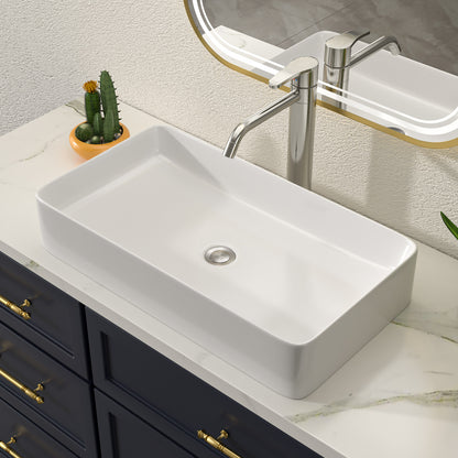 Talllor Bathroom Vessel Sinks 24 Inch White Vessel Sink Modern Small Bathroom Sink Above Counter Rectangular Vessel Sink Vanity Bowl Sinks for Bathroom,13.5"x24"x4.5",TLVS-0010