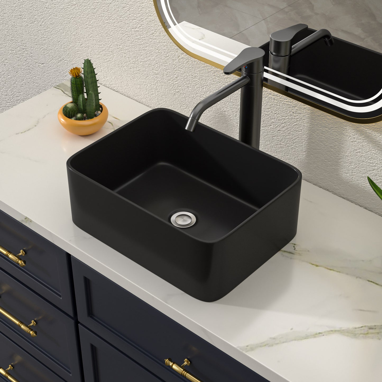 Talllor Bathroom Vessel Sinks 16 Inch Black Bathroom Sink Above Counter Rectangular Vessel Sink Vanity Bowl Sinks for Bathroom Modern Small Bathroom Sink,12"x16"x5",TLVS-0001
