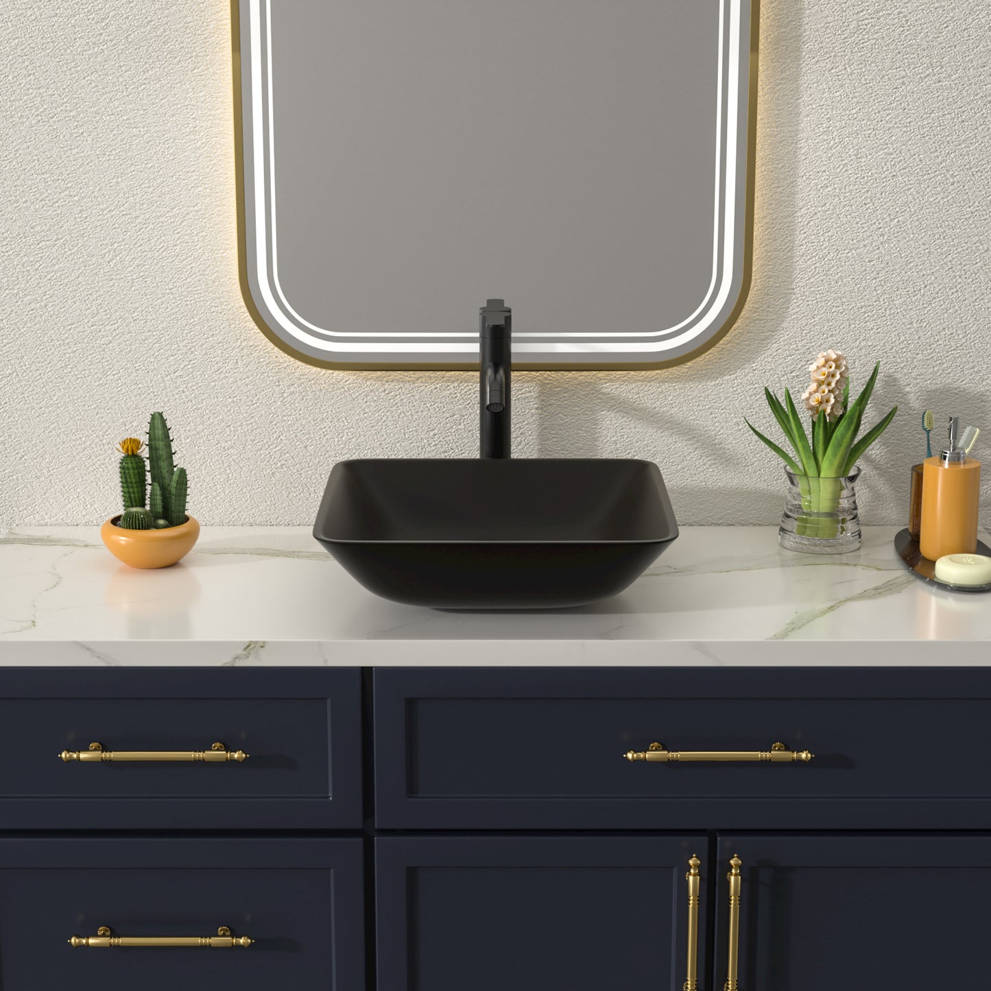 Talllor Bathroom Vessel Sink Matte Black Modern Artistic Glass Vessel Sink Above Counter Vanity Oval Bathroom Sink with Faucet and Drain Combo,16.5"x16.5",TLVS-0012