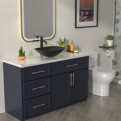 Talllor Bathroom Vessel Sink Matte Black Modern Artistic Glass Vessel Sink Above Counter Vanity Oval Bathroom Sink with Faucet and Drain Combo,18"x14",TLVS-0011