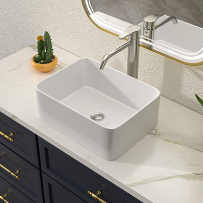 Talllor Bathroom Vessel Sinks 16 Inch White Vessel Sink Modern Small Bathroom Sink Above Counter Rectangular Vessel Sink Vanity Bowl Sinks for Bathroom,12"x16"x5",TLVS-0002