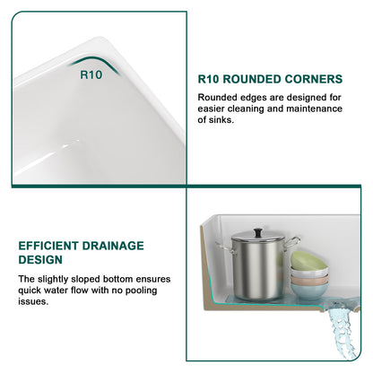 Talllor Fireclay Farmhouse Sink 30 Inch White Farmhouse Sink Apron Front Sink Country Style Barn Kitchen Sink Farmers Sink Porcelain Farm House Sink,18"x30"x10",TLAC-0045