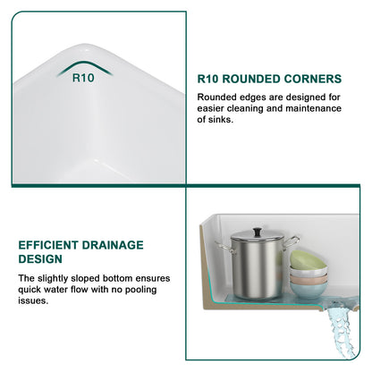 Talllor Fireclay Farmhouse Sink 24 Inch White Farmhouse Sink Apron Front Sink Country Style Barn Kitchen Sink Farmers Sink Porcelain Farm House Sink,18"x24"x10",TLAC-0030