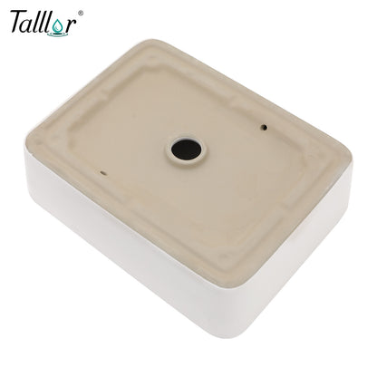 Talllor Bathroom Vessel Sinks 16 Inch White Vessel Sink Modern Small Bathroom Sink Above Counter Rectangular Vessel Sink Vanity Bowl Sinks for Bathroom,12"x16"x5",TLVS-0002