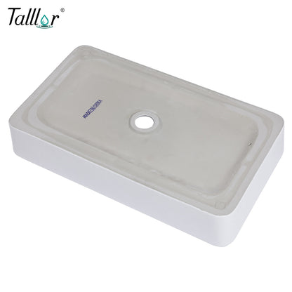 Talllor Bathroom Vessel Sinks 24 Inch White Vessel Sink Modern Small Bathroom Sink Above Counter Rectangular Vessel Sink Vanity Bowl Sinks for Bathroom,13.5"x24"x4.5",TLVS-0010