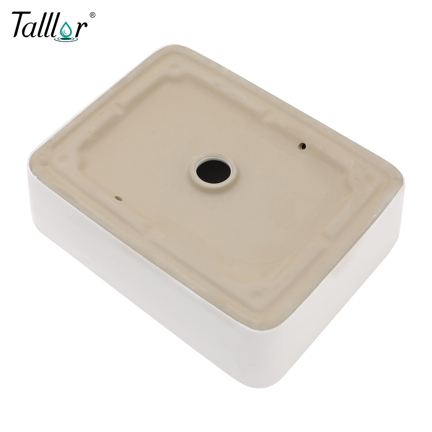 Talllor Bathroom Vessel Sinks 16 Inch White Vessel Sink with Gold Rim Modern Small Bathroom Sink Above Counter Rectangular Vessel Sink Vanity Bowl Sinks for Bathroom,12"x16"x5",TLVS-0003