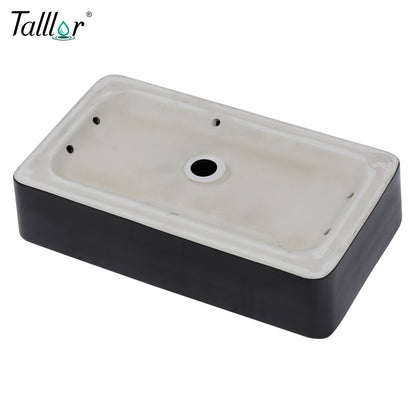 Talllor Bathroom Vessel Sinks 24 Inch Black Bathroom Sink Above Counter Rectangular Vessel Sink Vanity Bowl Sinks for Bathroom Modern Small Bathroom Sink,16"x24"x5",TLVS-0007