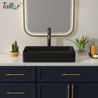 Talllor Bathroom Vessel Sinks 24 Inch Black Bathroom Sink Above Counter Rectangular Vessel Sink Vanity Bowl Sinks for Bathroom Modern Small Bathroom Sink,13.5"x24"x4.5",TLVS-0008