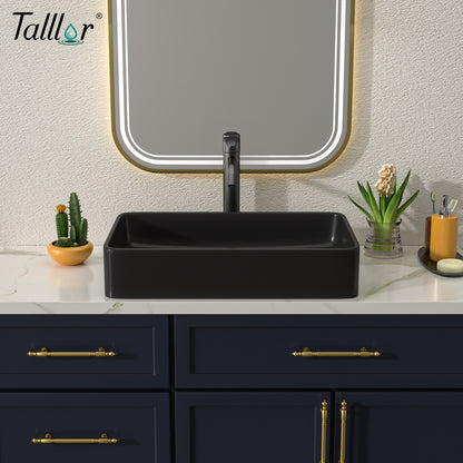 Talllor Bathroom Vessel Sinks 24 Inch Black Bathroom Sink Above Counter Rectangular Vessel Sink Vanity Bowl Sinks for Bathroom Modern Small Bathroom Sink,16"x24"x5",TLVS-0007