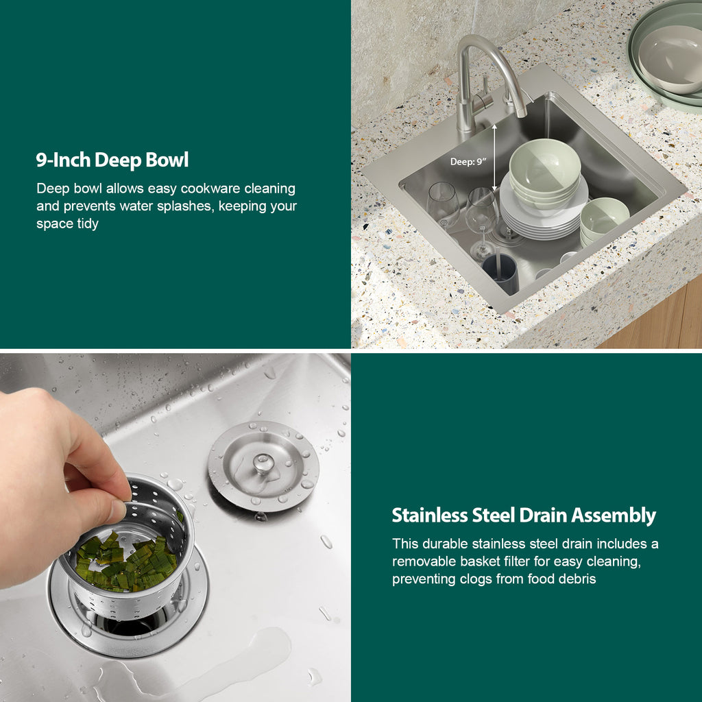 Talllor TLT-0030 outdoor sink basin depth and drain details