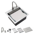 Talllor TLT-0030 21 x 20 outdoor workstation sink with standard curved faucet and accessories