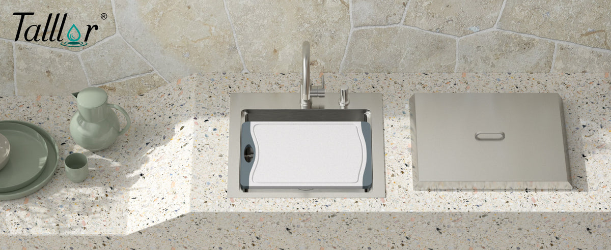 Talllor TLT-0030 outdoor sink with cutting board and cover