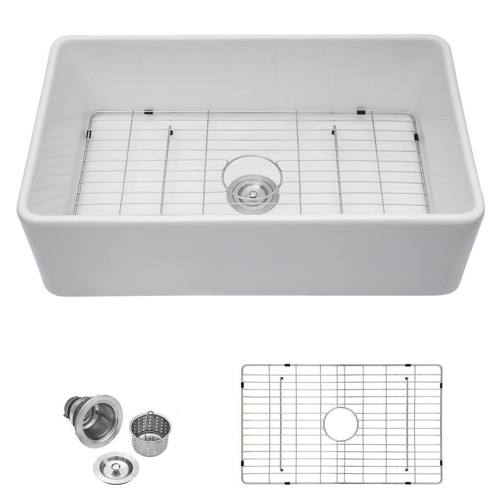 Talllor TLAC-0057 33 inch white fireclay farmhouse sink - image 1