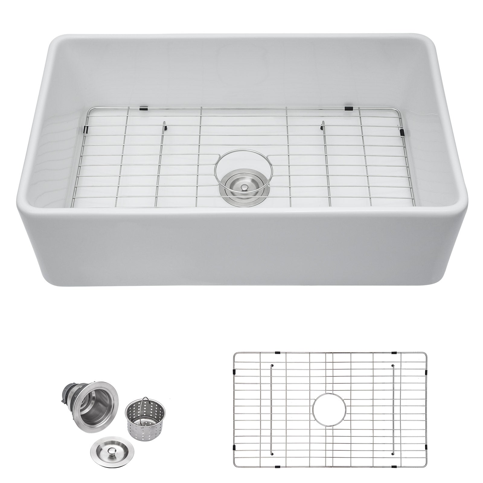 Talllor TLAC-0057 33 inch white fireclay farmhouse sink - image 1