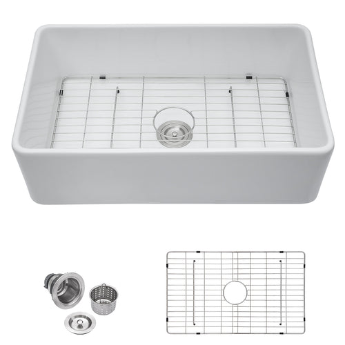 Talllor TLAC-0057 33 inch white fireclay farmhouse sink - image 1