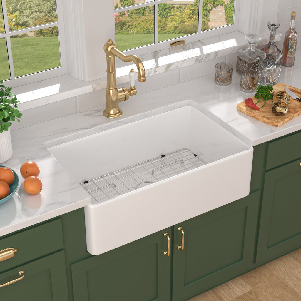 Talllor TLAC-0057 33 inch white fireclay farmhouse sink - image 2