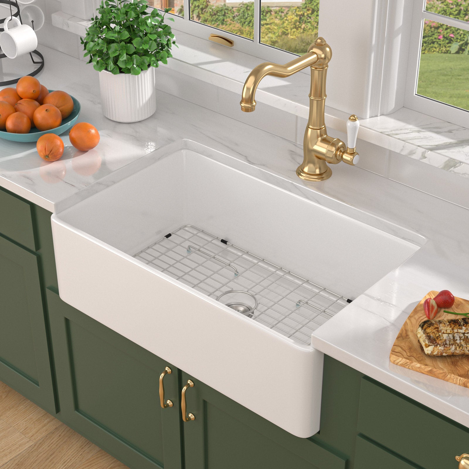Talllor TLAC-0057 33 inch white fireclay farmhouse sink - image 3