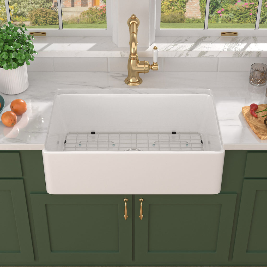 Talllor TLAC-0057 33 inch white fireclay farmhouse sink - image 4