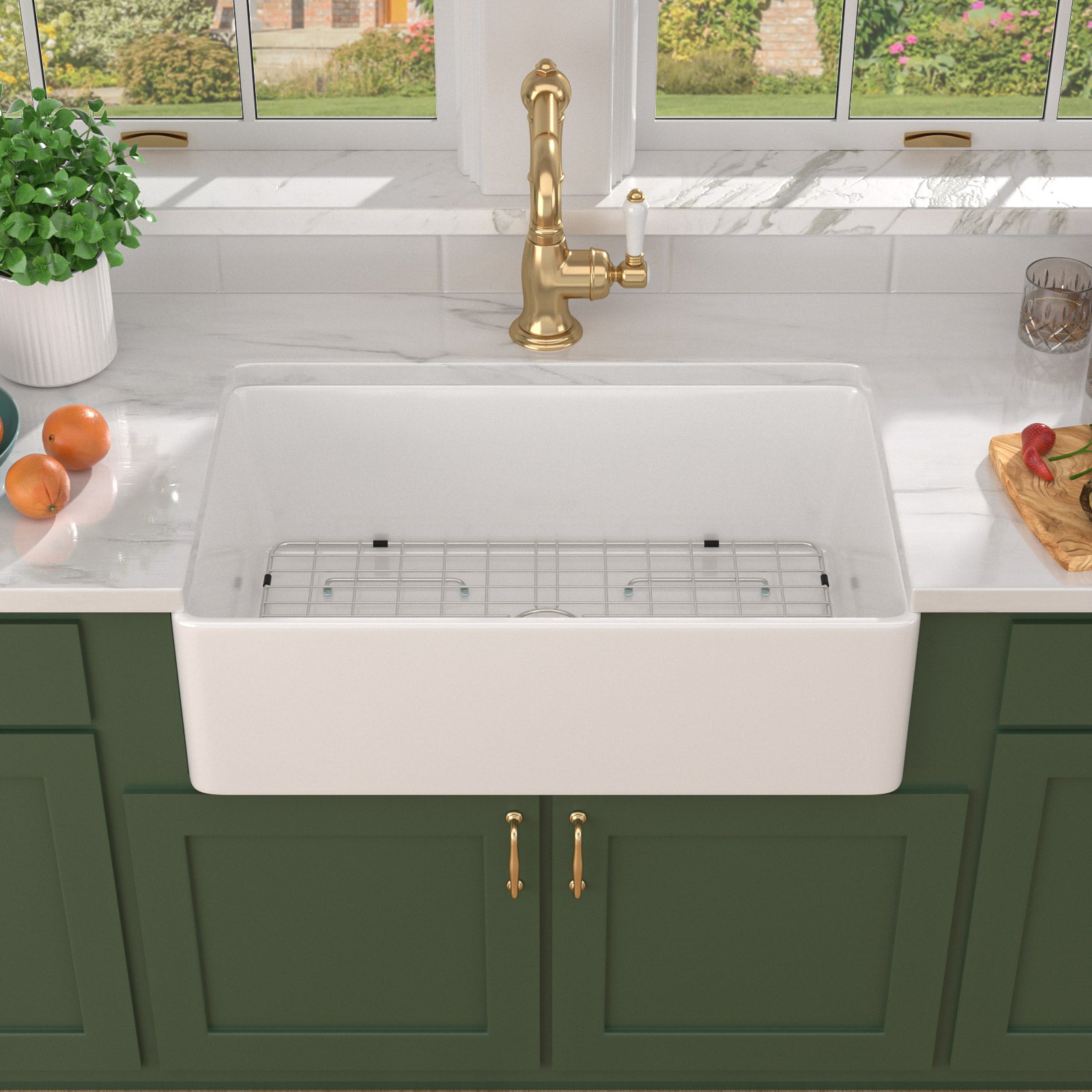 Talllor TLAC-0057 33 inch white fireclay farmhouse sink - image 4