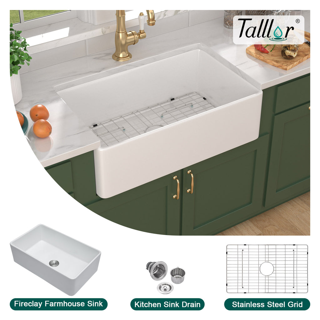 Talllor TLAC-0057 33 inch white fireclay farmhouse sink - image 8